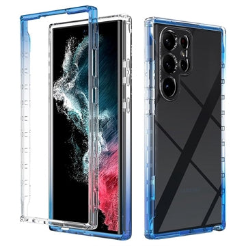 Samsung Galaxy S23 Ultra 5G Gradient Series Hybrid Cover - Blå / Gennemsigtig