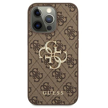 Guess 4G Big Metal Logo iPhone 13 Pro Max Hybrid Cover - Brun
