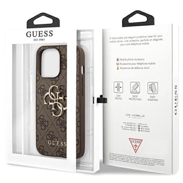 Guess 4G Big Metal Logo iPhone 13 Pro Max Hybrid Cover - Brun