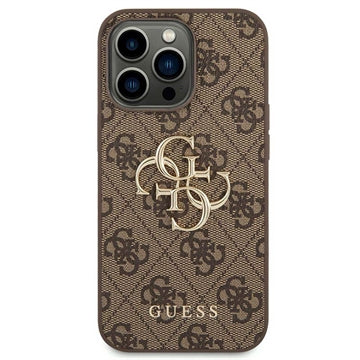 Guess 4G Big Metal Logo iPhone 14 Pro Max Hybrid Cover - Brun