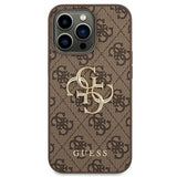 Guess 4G Big Metal Logo iPhone 14 Pro Max Hybrid Cover - Brun