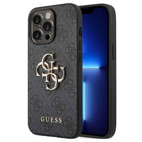 Guess 4G Big Metal Logo iPhone 14 Pro Hybrid Cover - Grå