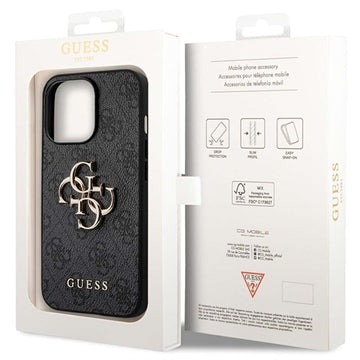 Guess 4G Big Metal Logo iPhone 14 Pro Hybrid Cover - Grå