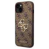 iPhone 15 Guess 4G Big Metal Logo Hybrid Cover - Brun