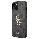 iPhone 15 Guess 4G Big Metal Logo Hybrid Cover - Grå