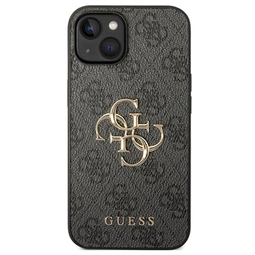 iPhone 15 Guess 4G Big Metal Logo Hybrid Cover - Grå