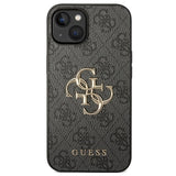 iPhone 15 Guess 4G Big Metal Logo Hybrid Cover - Grå