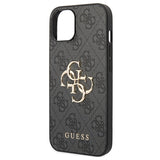 iPhone 15 Guess 4G Big Metal Logo Hybrid Cover - Grå