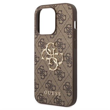 iPhone 15 Pro Guess 4G Big Metal Logo Hybrid Cover - Brun