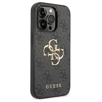 iPhone 15 Pro Guess 4G Big Metal Logo Hybrid Cover - Grå
