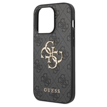 iPhone 15 Pro Guess 4G Big Metal Logo Hybrid Cover - Grå