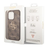 iPhone 15 Pro Max Guess 4G Big Metal Logo Hybrid Cover - Brun