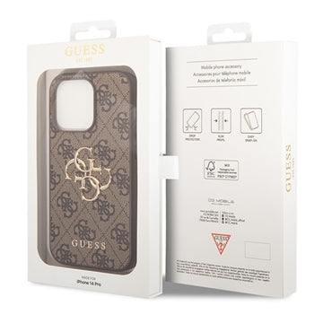 iPhone 15 Pro Max Guess 4G Big Metal Logo Hybrid Cover - Brun