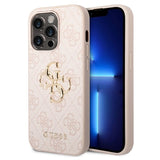 iPhone 15 Pro Guess 4G Big Metal Logo Hybrid Cover - Pink