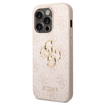 iPhone 15 Pro Guess 4G Big Metal Logo Hybrid Cover - Pink