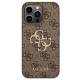 Guess 4G Big Metal Logo iPhone 14 Pro Hybrid Cover - Brun
