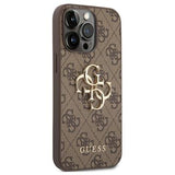 Guess 4G Big Metal Logo iPhone 14 Pro Hybrid Cover - Brun