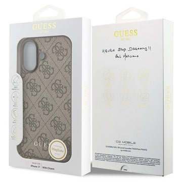 iPhone 17 Guess 4G Charm Hybrid Cover - MagSafe-kompatibel - Brun