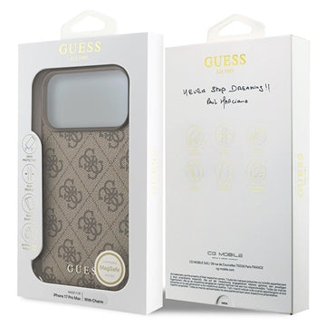 iPhone 17 Pro Max Guess 4G Charm Hybrid Cover - MagSafe-kompatibel - Brun