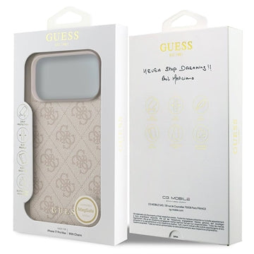 iPhone 17 Pro Max Guess 4G Charm Hybrid Cover - MagSafe-kompatibel - Pink