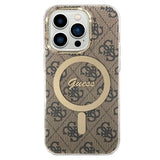 Guess 4G Edition Bundle Pack iPhone 14 Pro Max Cover & Trådløs Oplader - Brun