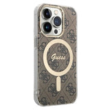 Guess 4G Edition Bundle Pack iPhone 14 Pro Max Cover & Trådløs Oplader - Brun
