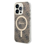 Guess 4G Edition Bundle Pack iPhone 14 Pro Max Cover & Trådløs Oplader - Brun