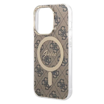 Guess 4G Edition Bundle Pack iPhone 14 Pro Max Cover & Trådløs Oplader - Brun