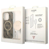 Guess 4G Edition Bundle Pack iPhone 14 Pro Max Cover & Trådløs Oplader - Brun