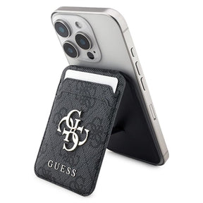 Guess 4G kortholder med metallogo og stander - MagSafe-kompatibel - Sort