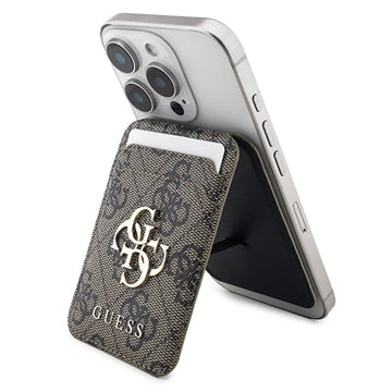 Guess 4G kortholder med metallogo og stander - MagSafe-kompatibel - Brun