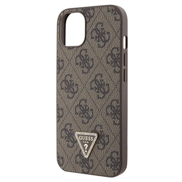 iPhone 15 Guess 4G Strass Triangle Metal Logo Cover med Crossbody Rem - Brun