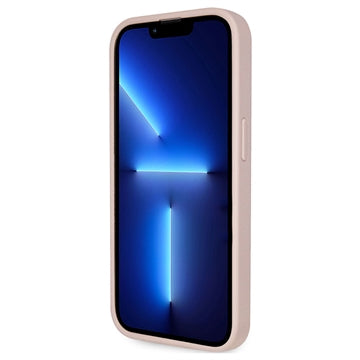 iPhone 15 Pro Max Guess 4G Strass Triangle Metal Logo Cover med Crossbody Rem - Pink