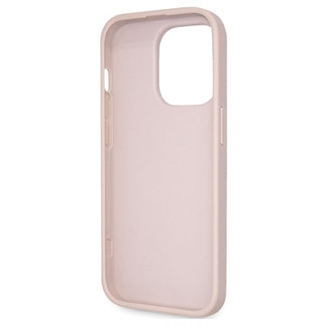 iPhone 15 Pro Max Guess 4G Strass Triangle Metal Logo Cover med Crossbody Rem - Pink