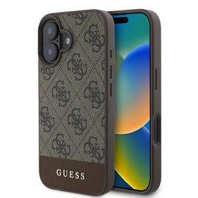 iPhone 16 Guess 4G Stripe Hybrid Cover - Brun