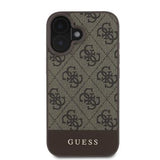 iPhone 16 Guess 4G Stripe Hybrid Cover - Brun