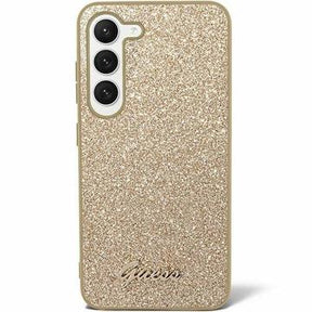 Samsung Galaxy S24+ Guess Glitter Flakes Metal Logo Hybrid Cover - Guld