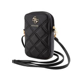 Guess vatteret 4G-telefonpose med metallogo og justerbar rem - sort