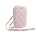 Guess quiltet 4G-telefonpose med metallogo og justerbar rem - pink