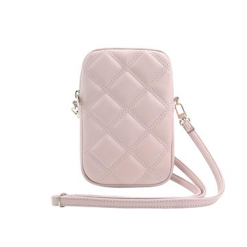 Guess quiltet 4G-telefonpose med metallogo og justerbar rem - pink