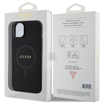 iPhone 15 Guess Saffiano Hybrid Cover - MagSafe Kompatibel - Sort