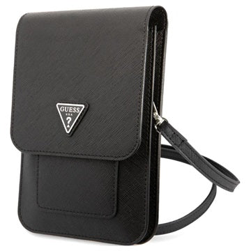 Guess Saffiano Triangle Logo Skuldertaske - Sort
