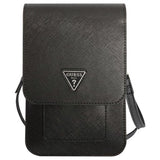 Guess Saffiano Triangle Logo Skuldertaske - Sort