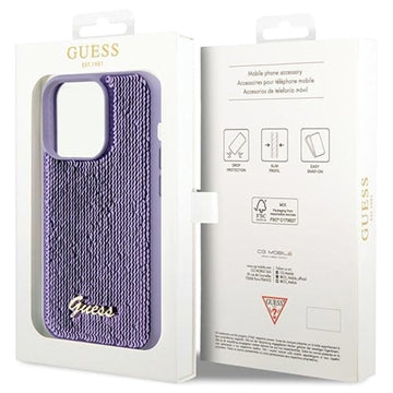 iPhone 15 Pro Max Guess Sequin Script Logo Cover - Lilla