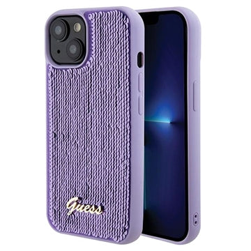 iPhone 15 Guess Sequin Script Logo Cover - Lilla