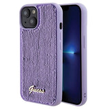 iPhone 15 Guess Sequin Script Logo Cover - Lilla