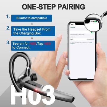 H03 Roterende ørekrog Bluetooth-headset med berøringssensor - sort