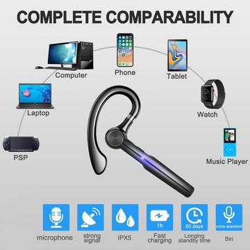 H03 Roterende ørekrog Bluetooth-headset med berøringssensor - sort