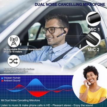 H03 Roterende ørekrog Bluetooth-headset med berøringssensor - sort