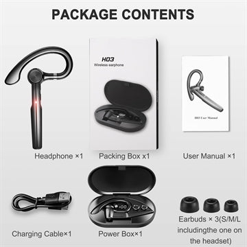 H03 Roterende ørekrog Bluetooth-headset med berøringssensor - sort